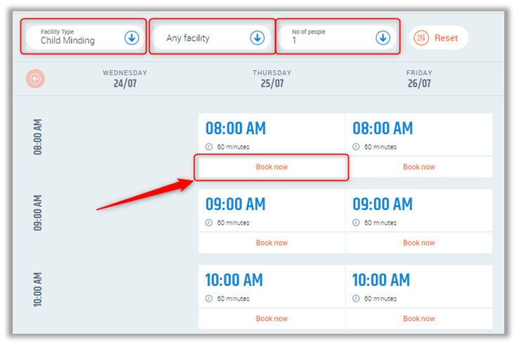 Filters and booking