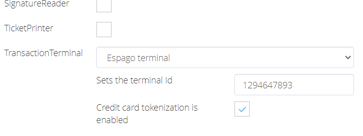 Espago terminal configuration