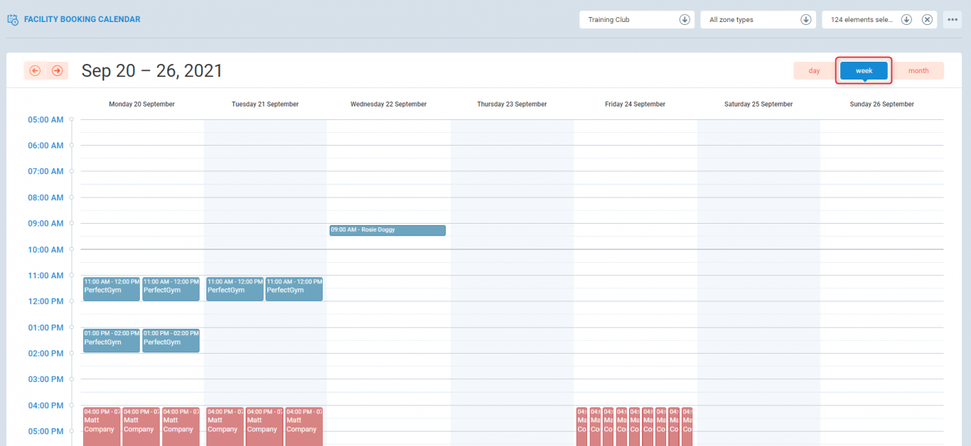 Facility booking calendar overview | Knowledge base