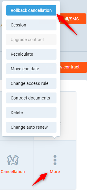 A picture showing a section "Contracts" > More in PGM