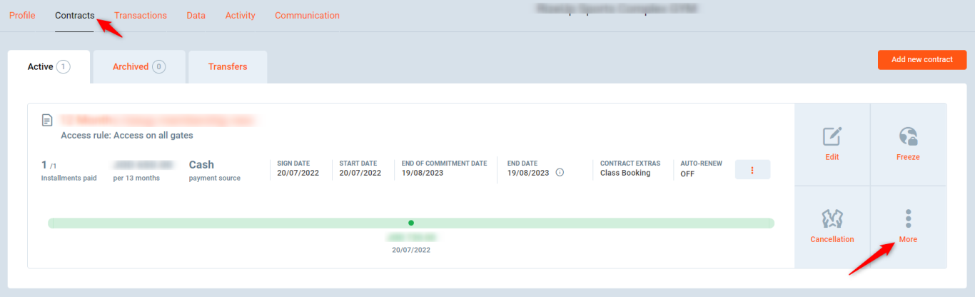 A picture showing a section "Contracts" in PGM