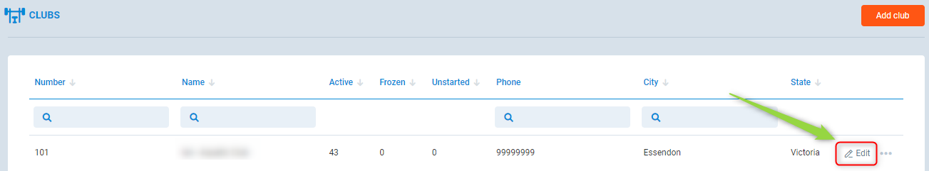 List of Clubs - Edit option